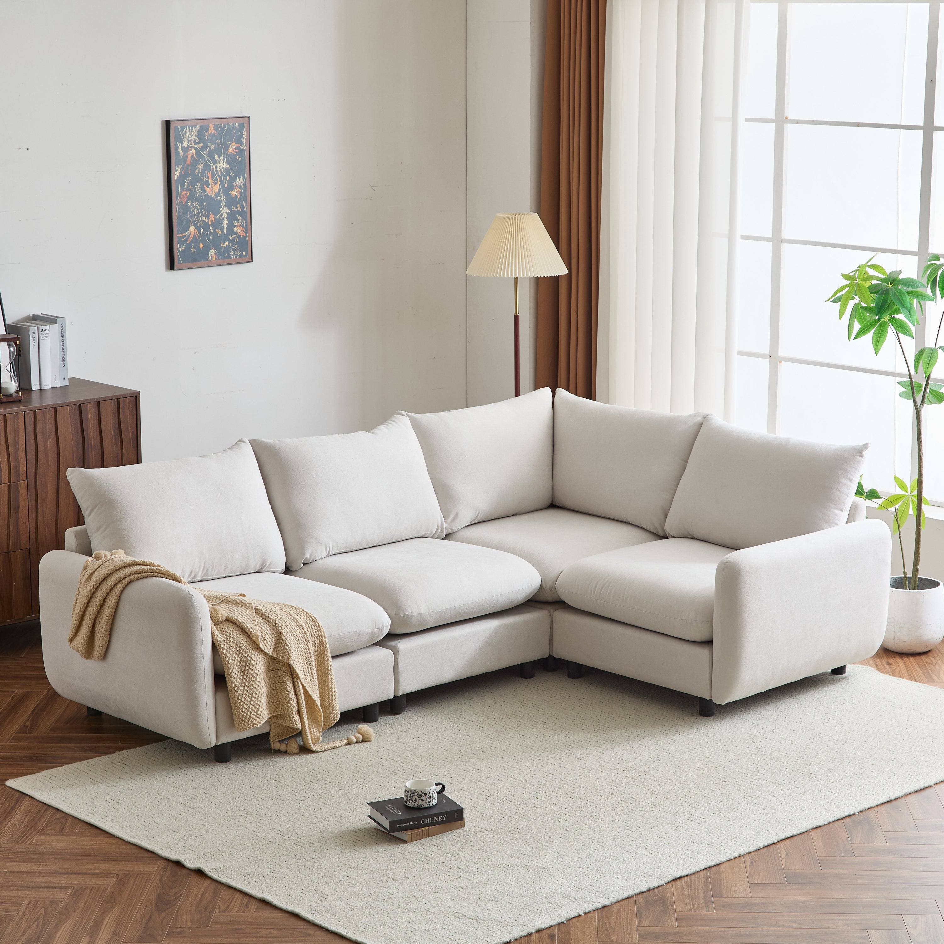 99 in. 4-Piece L Shaped Modular Free Combination Sectional Sofa