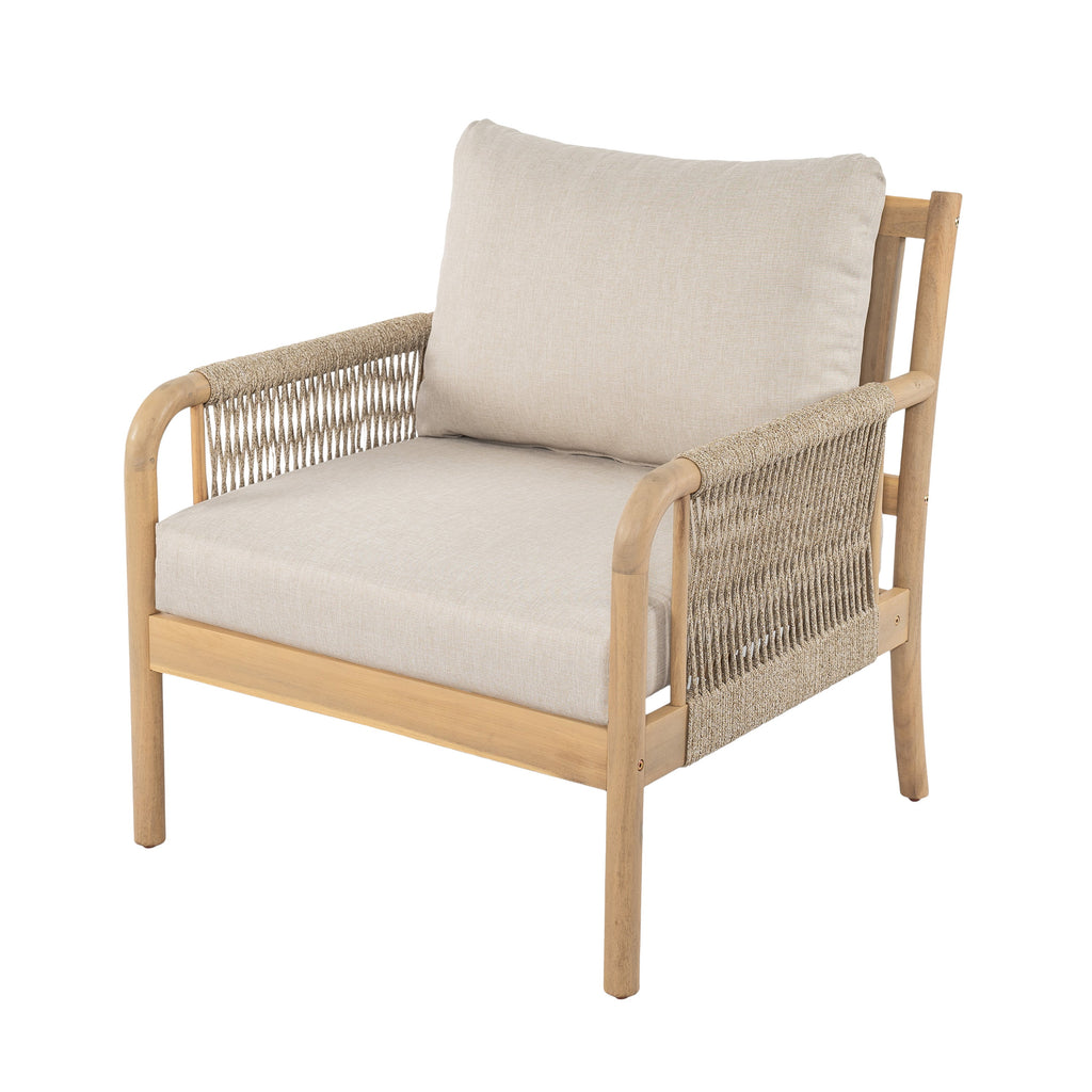 Casper Outdoor Club Chair Acacia Wood and Woven Rope
