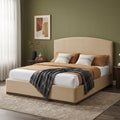Queen Size Upholstered Bed Frame With Velvet Fabric