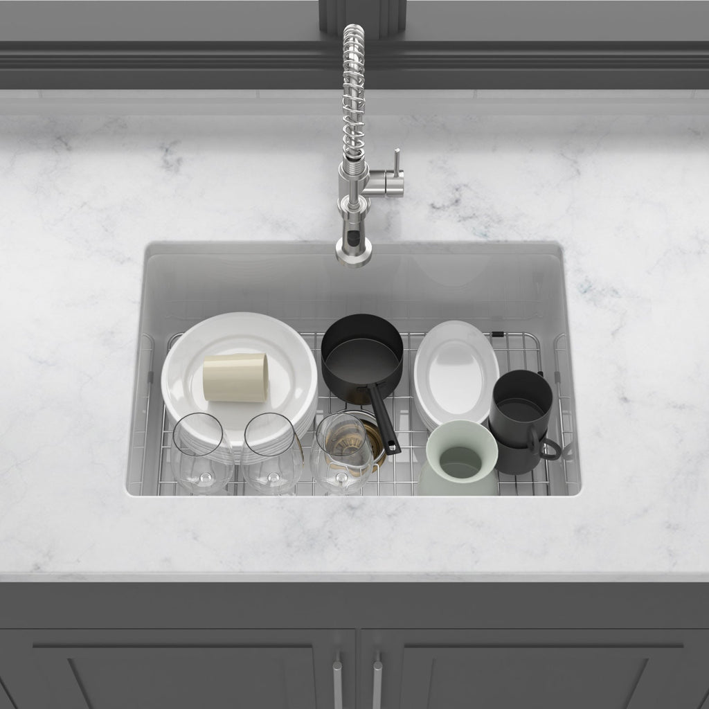 27"x19"x10" Undermount Single Bowl Fireclay Kitchen Sink