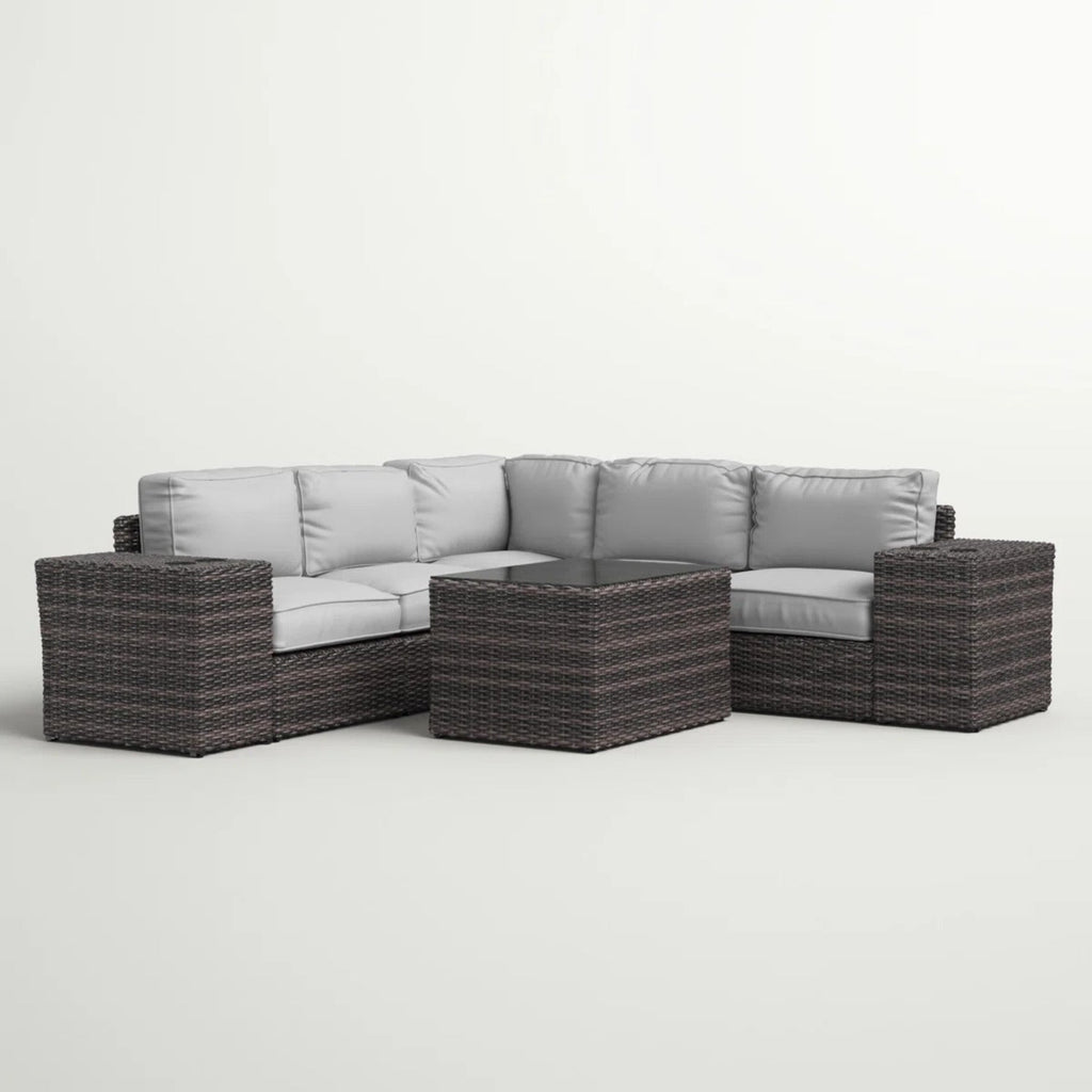 4-Seat Rattan Wicker Patio Furniture Set with Cushions