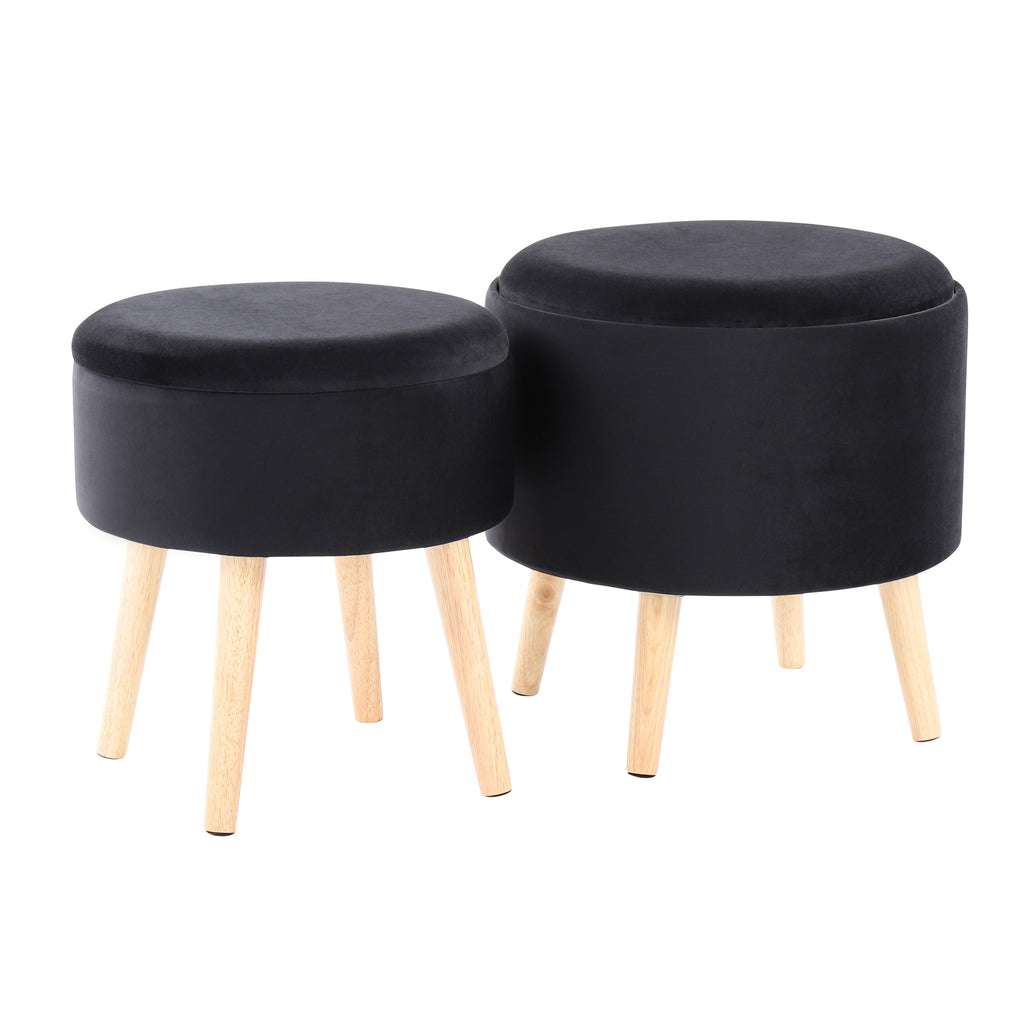 Contemporary Storage Ottoman Set with Matching Stool