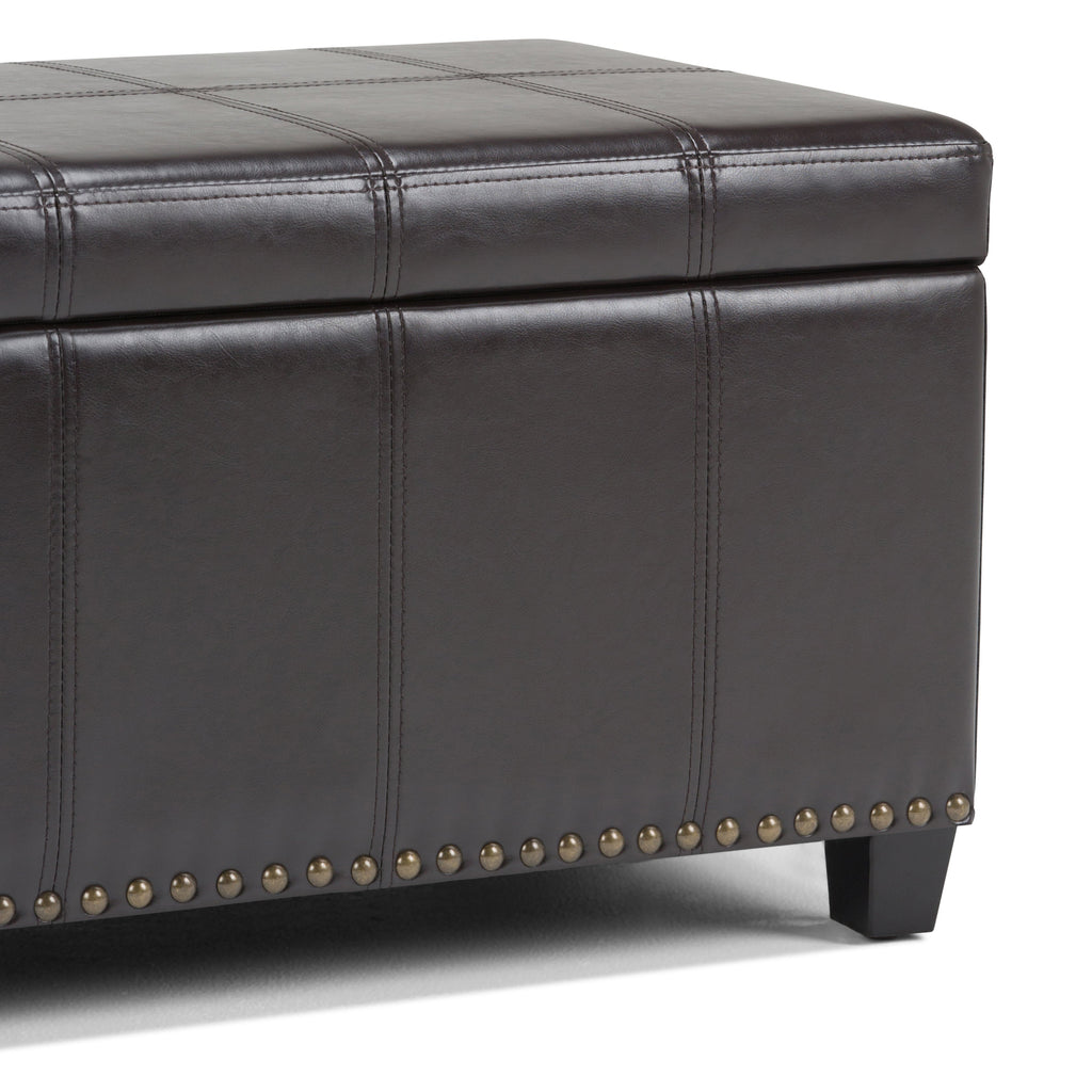Amelia 33 Inch Wide Storage Ottoman Bench in Tanners