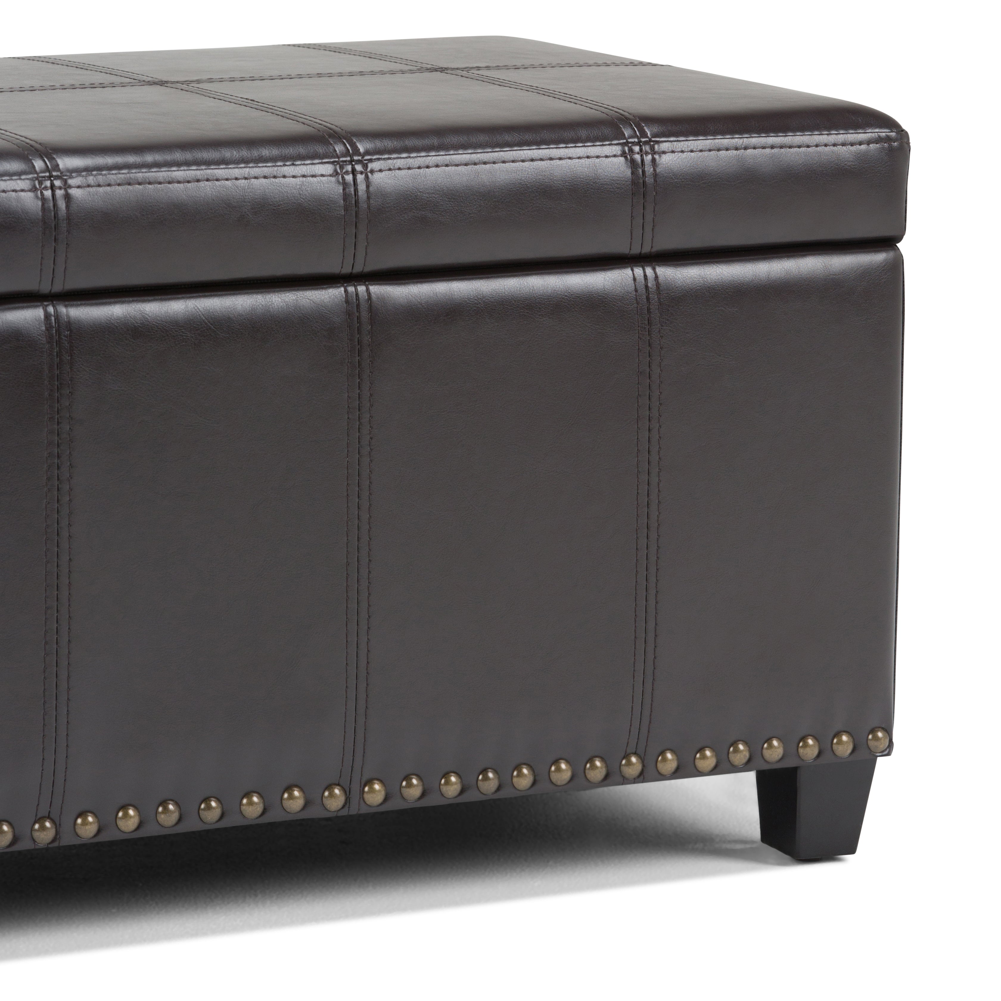 Amelia 33 Inch Wide Storage Ottoman Bench in Tanners