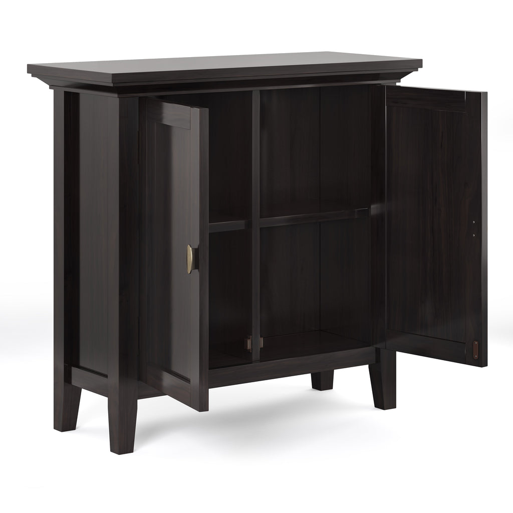 Redmond 32 Inch Wide Solid Wood Low Storage Cabinet in Hickory
