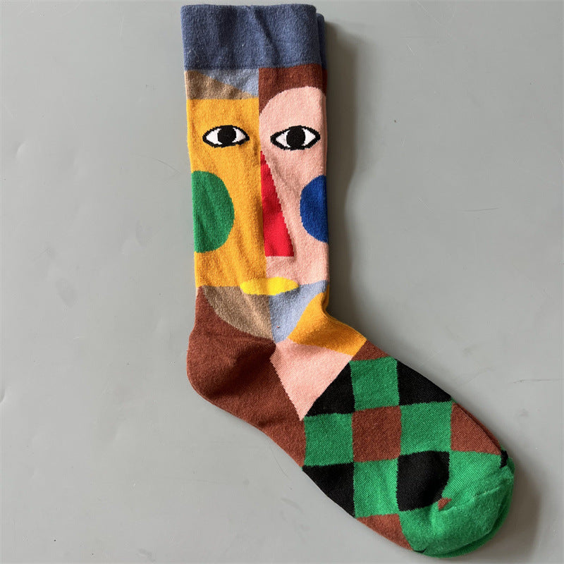 Retro-style Fun Mid-calf Socks For Men And Women