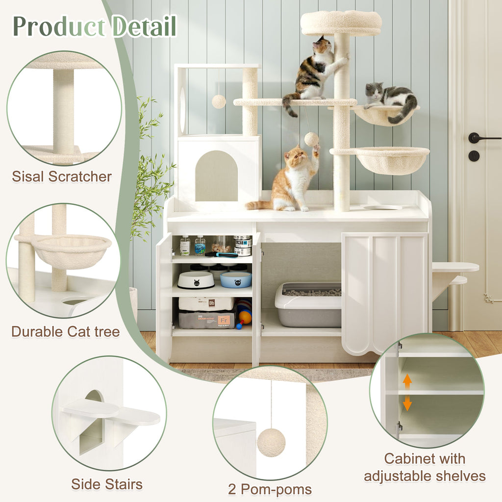 50.6" Cat Tree with Litter Box Enclosure