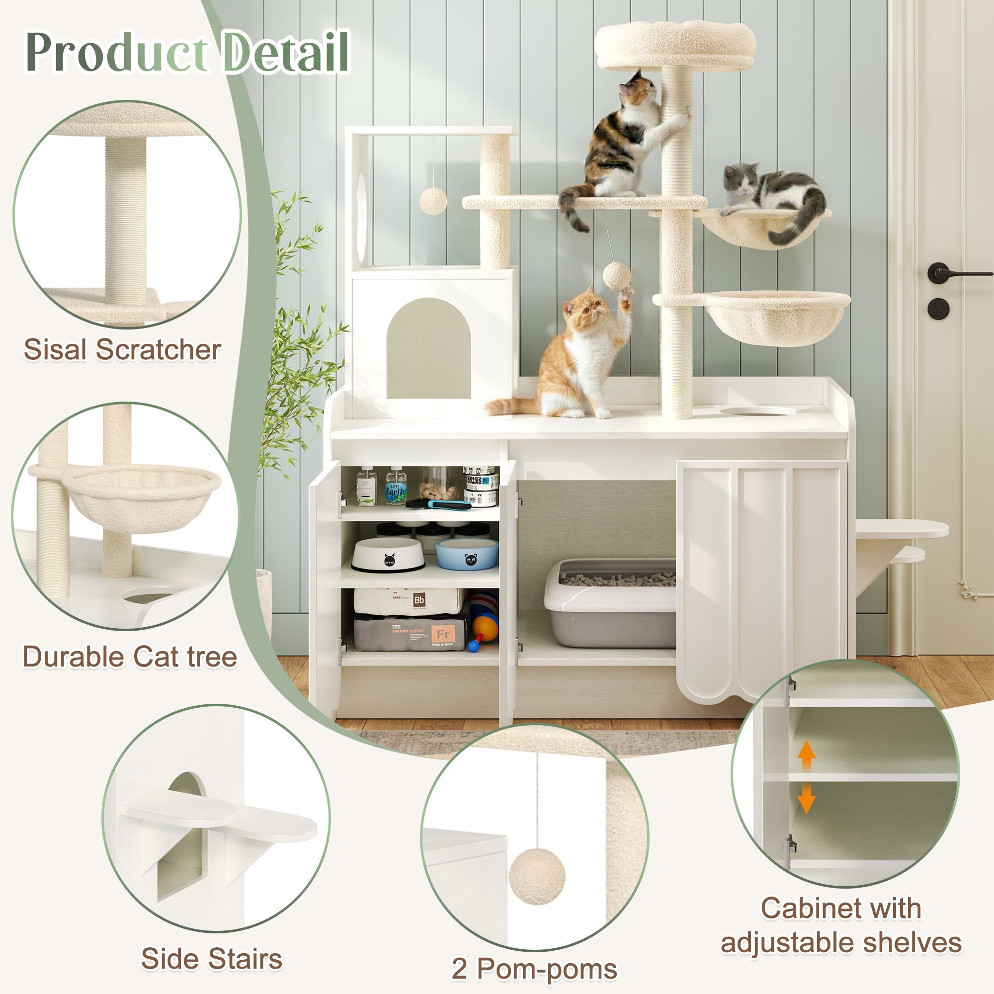 50.6" Cat Tree with Litter Box Enclosure