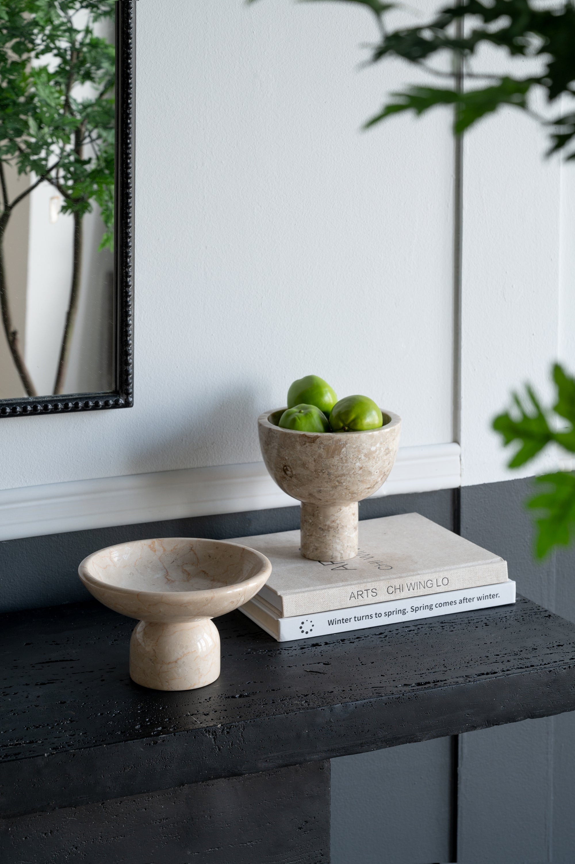 Round Marble Pedestal Fruit Bowl