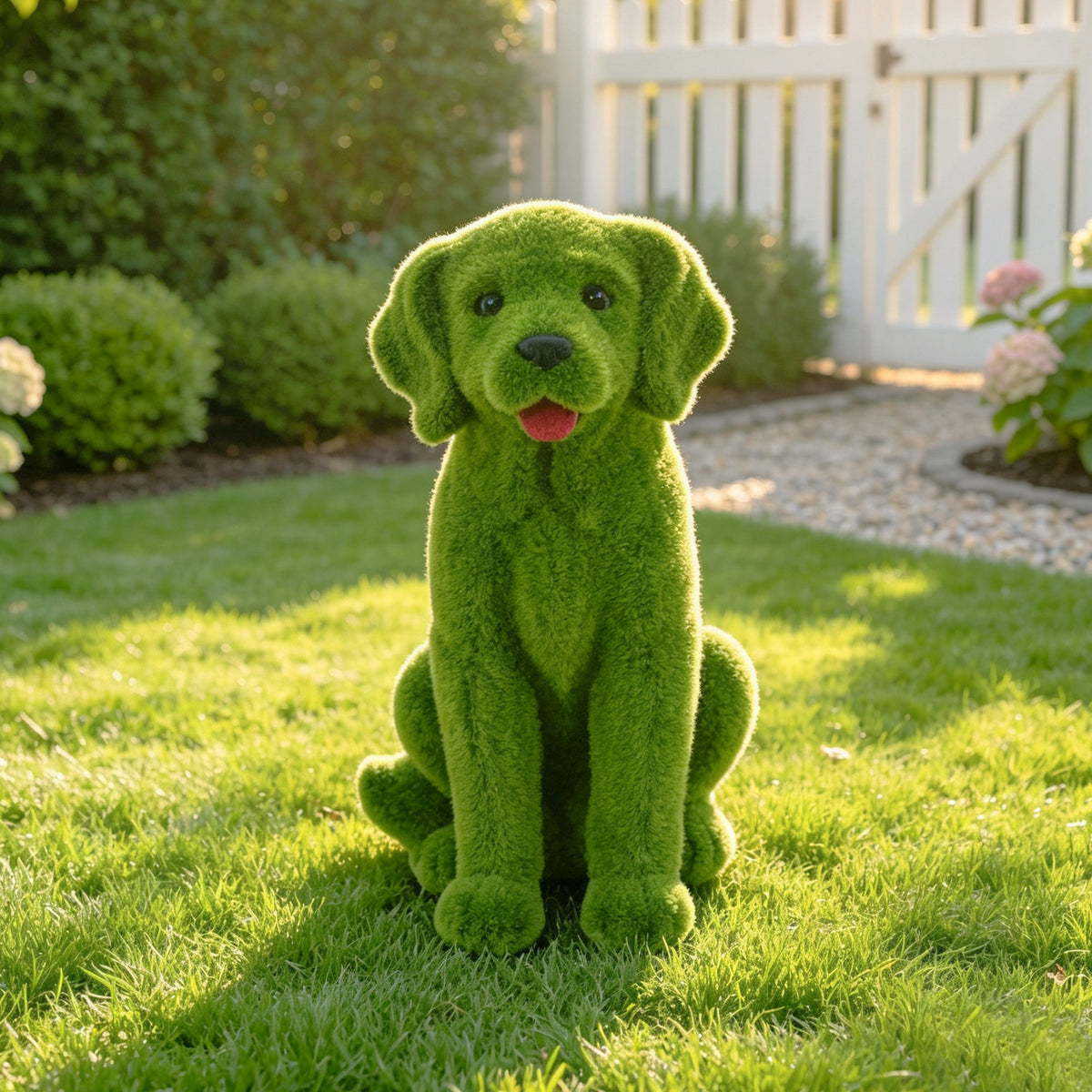 Flocked Dog Garden Statue - 13.78" Resin Figurine
