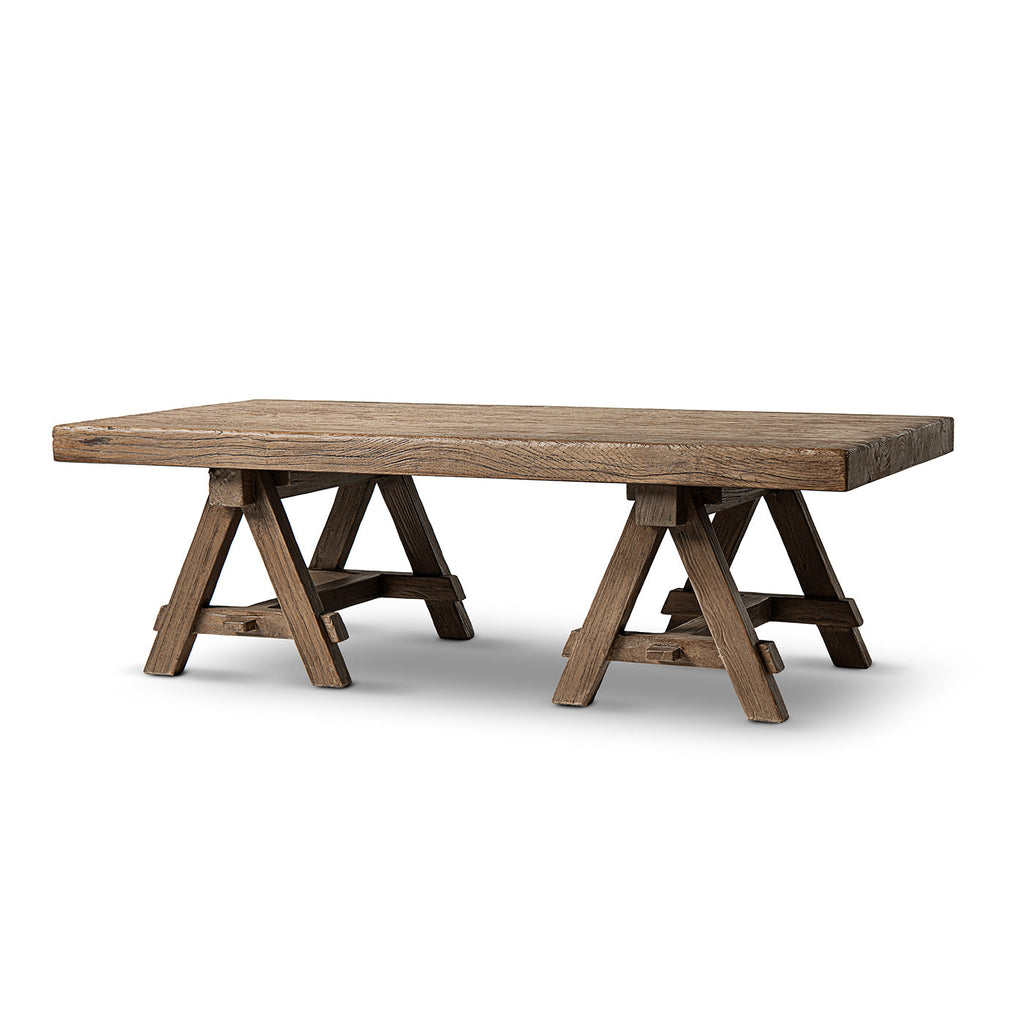 Hawthorne 48" Solid Reclaimed Elm Rectangular Trestle Coffee Table