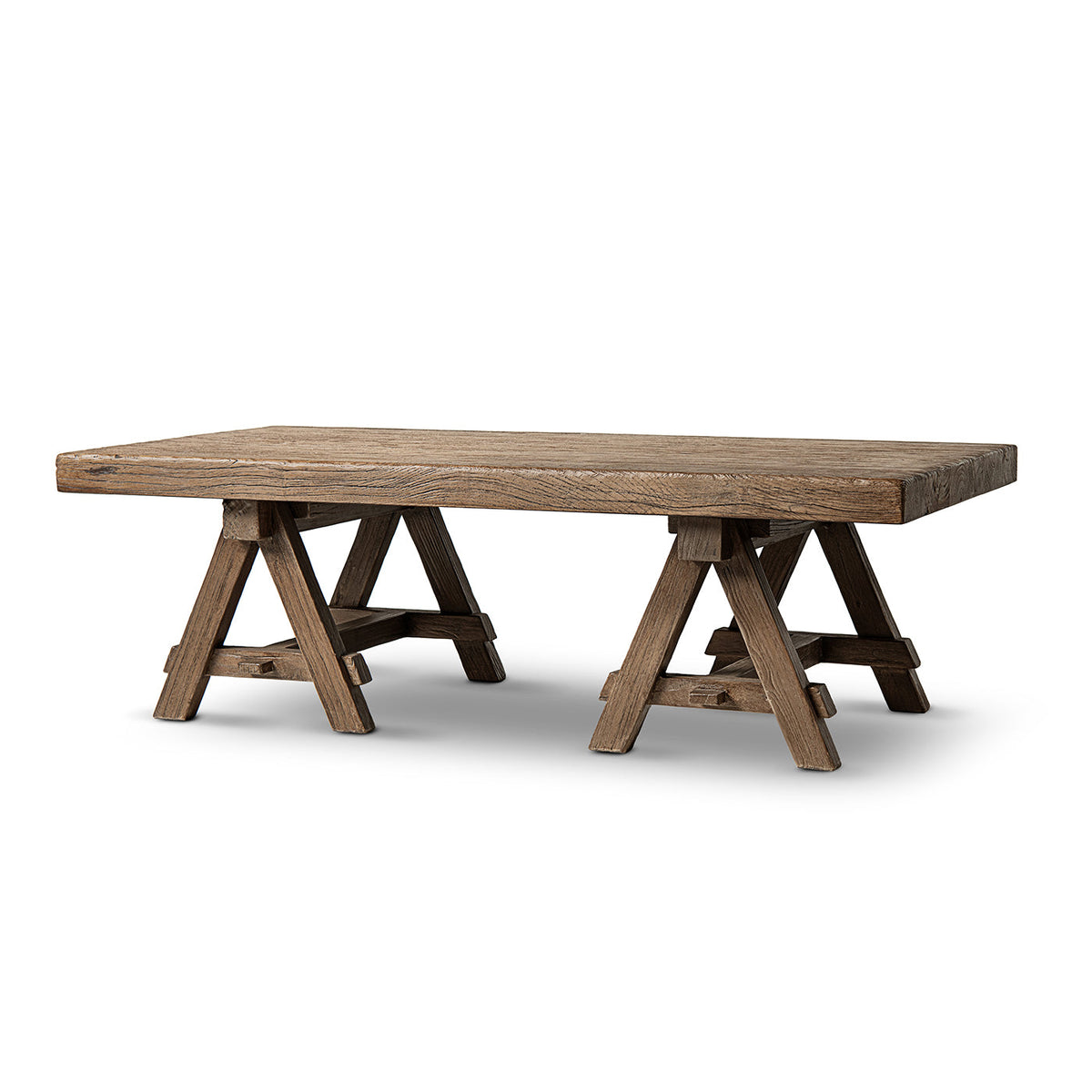 Hawthorne 48" Solid Reclaimed Elm Rectangular Trestle Coffee Table