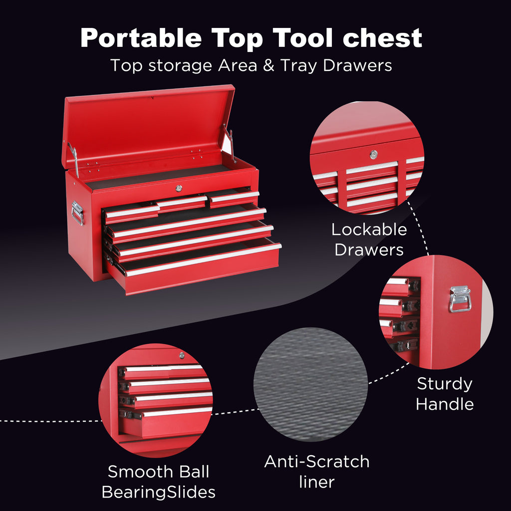 8-Drawer Rolling Tool Storage Cabinet with Detachable Top Tool Box
