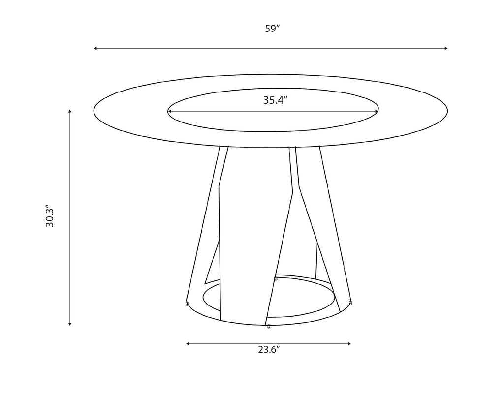 59" Modern Sintered Stone Dining Table