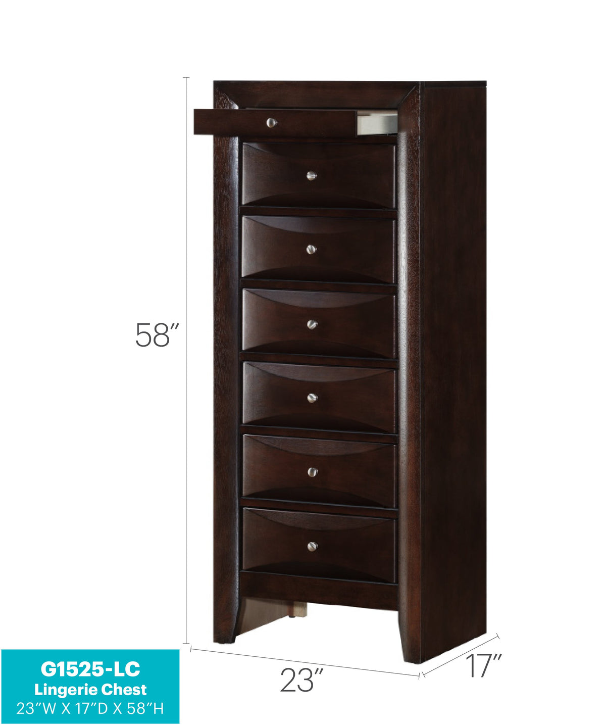 Marilla G1525-LC 7 Drawer Lingerie Chest in Cappuccino