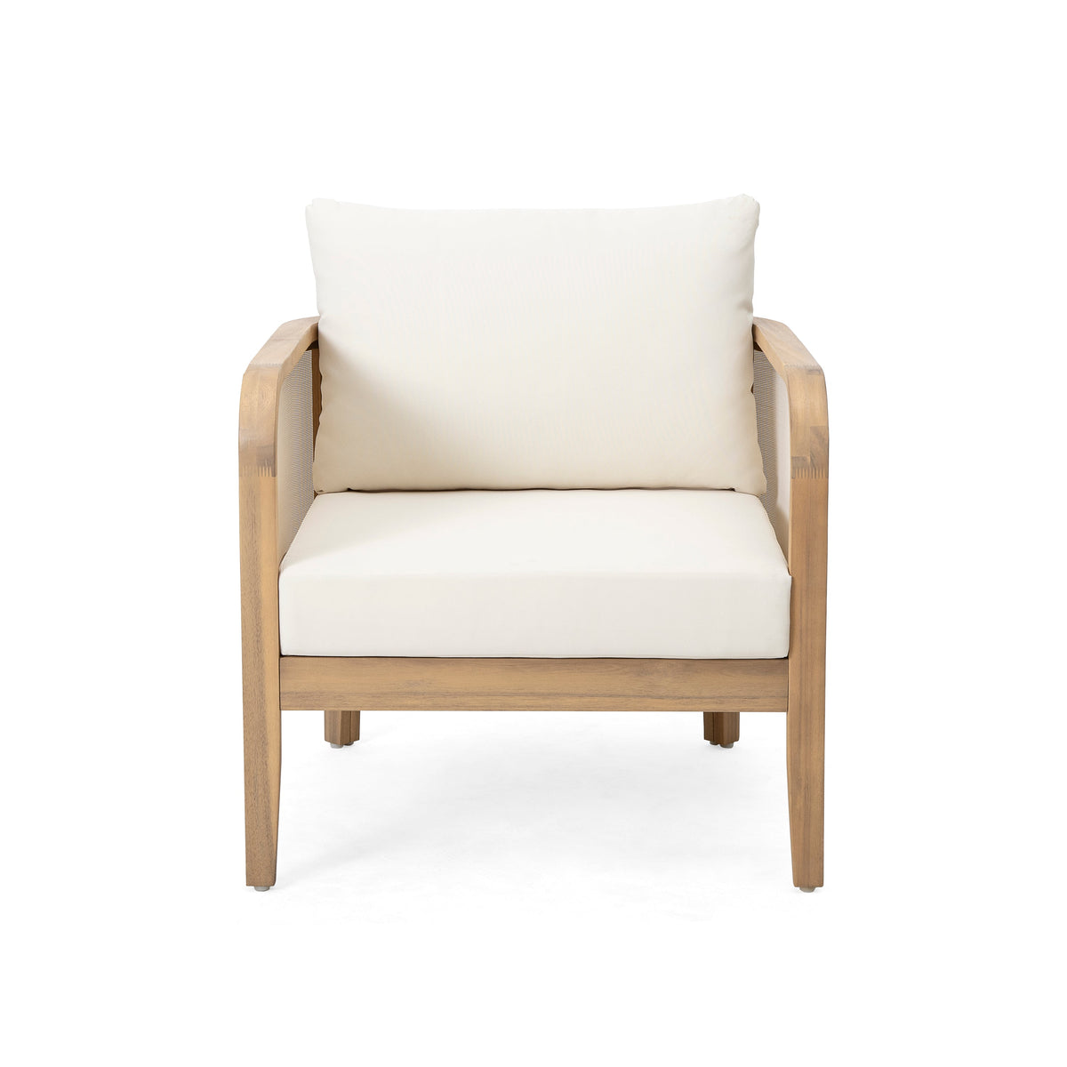 Outdoor Acacia Wood Patio Club Chair Set (Set of 2)