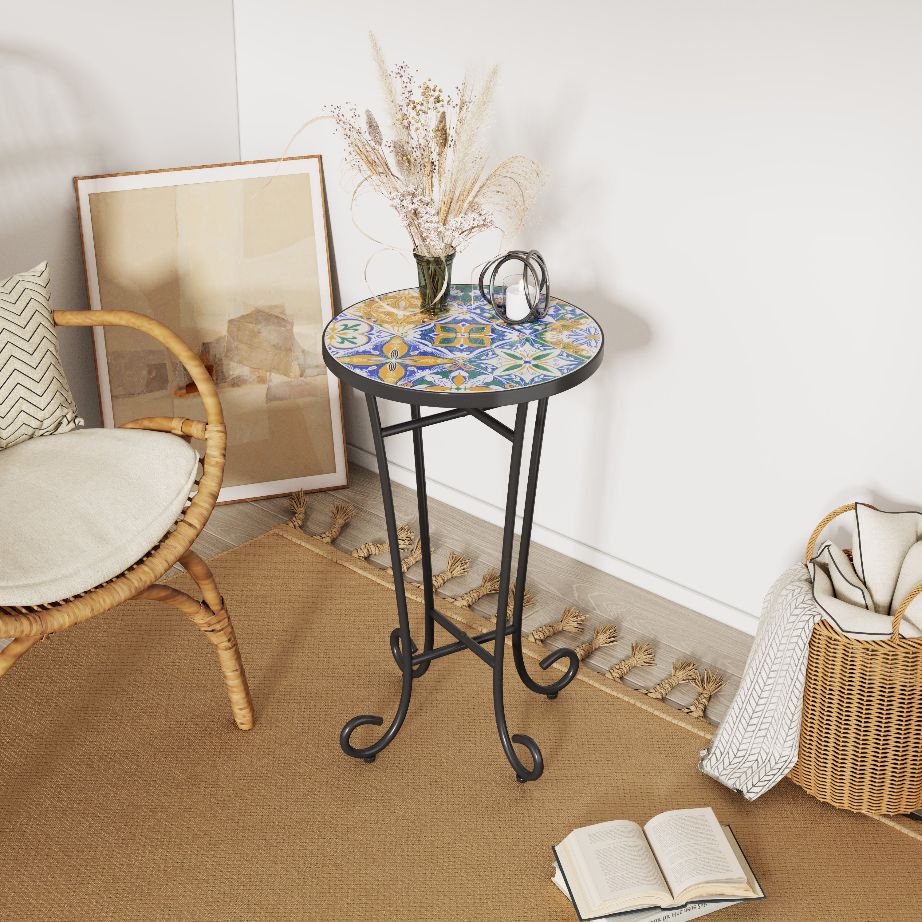 Colorful Black Patio Side Table
