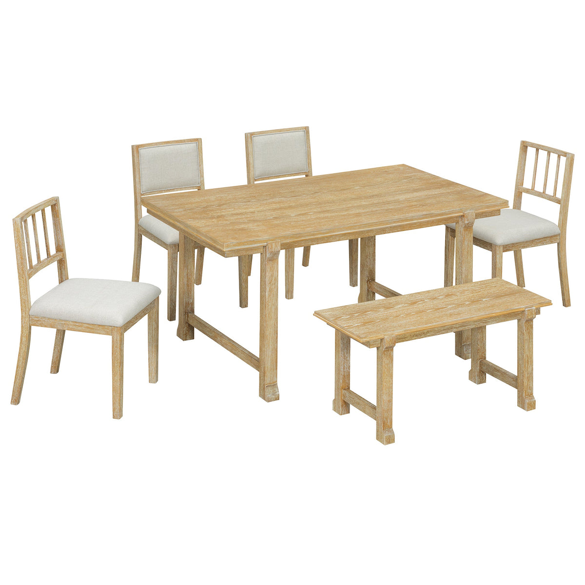 Trexm 6-Piece Farmhouse Dining Set for 6