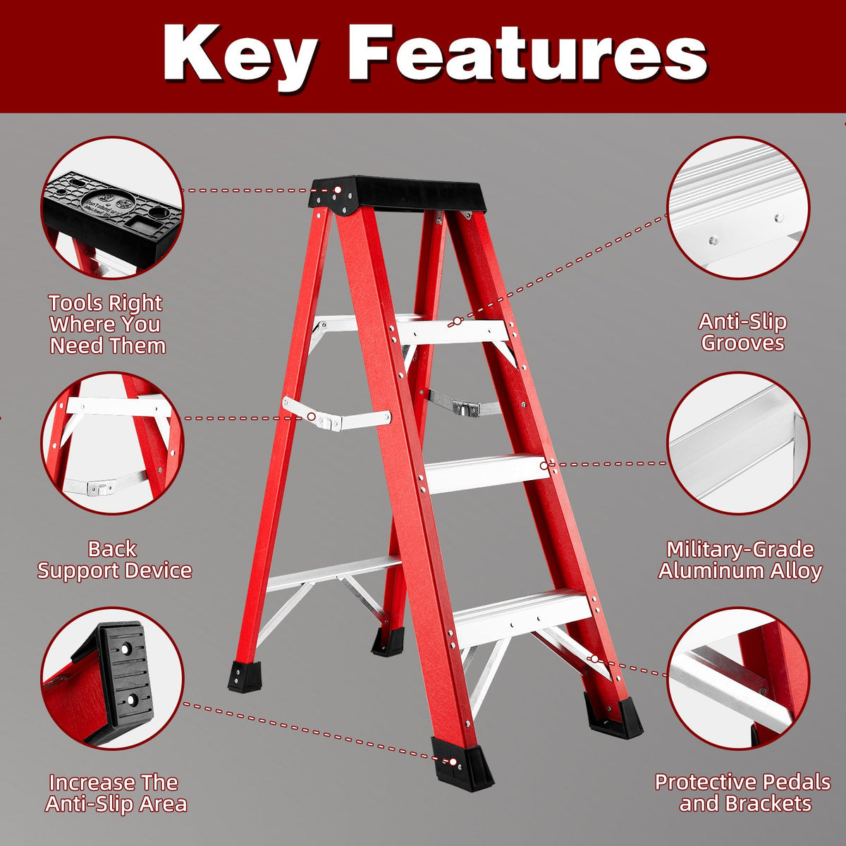 Fiberglass Single-Sided Stepladder
