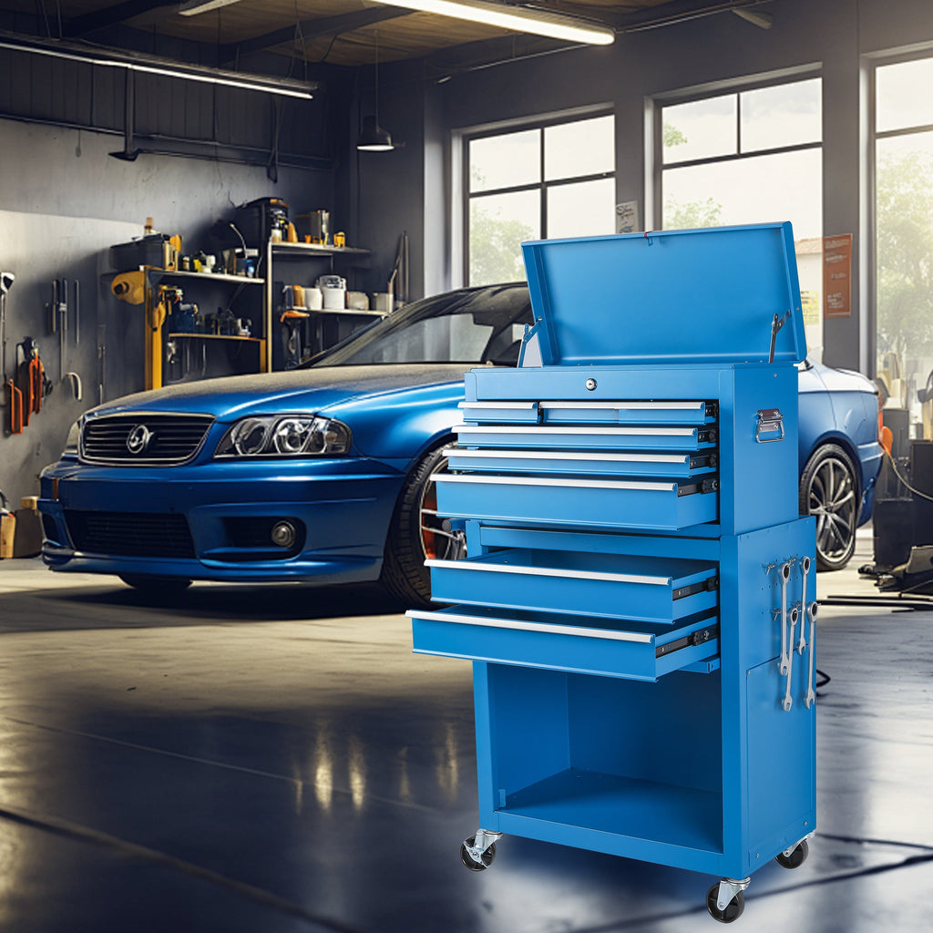 8-Drawer Rolling Tool Storage Cabinet with Detachable Top Toolbox
