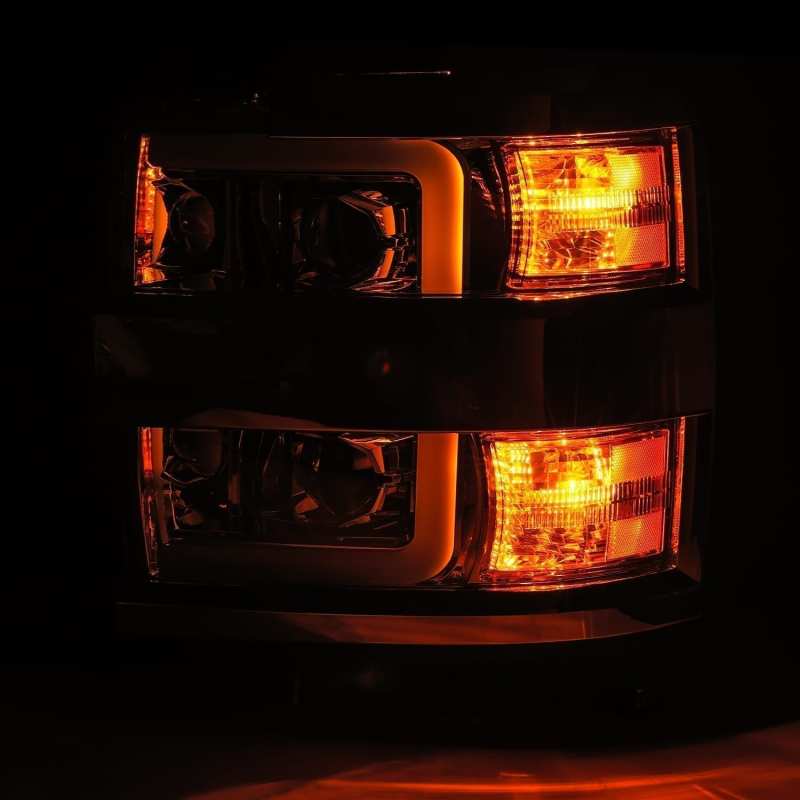 AlphaRex 15-19 Chevy 2500HD PRO-Series Proj Headlights Plank Style Blk w/Activ Light/Seq Signal/DRL 880224 *Discontinued