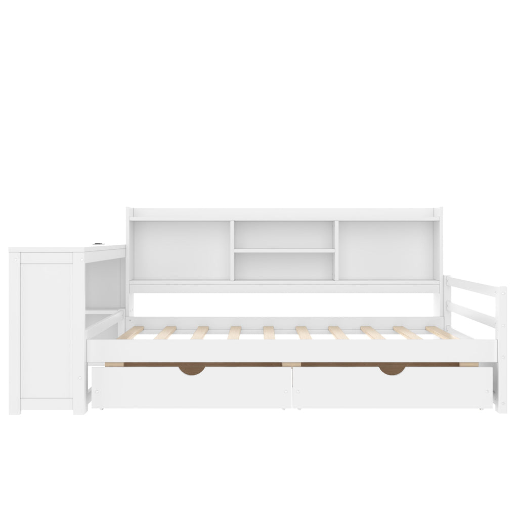Twin Size Corner Daybed with Storage Drawers & Desk