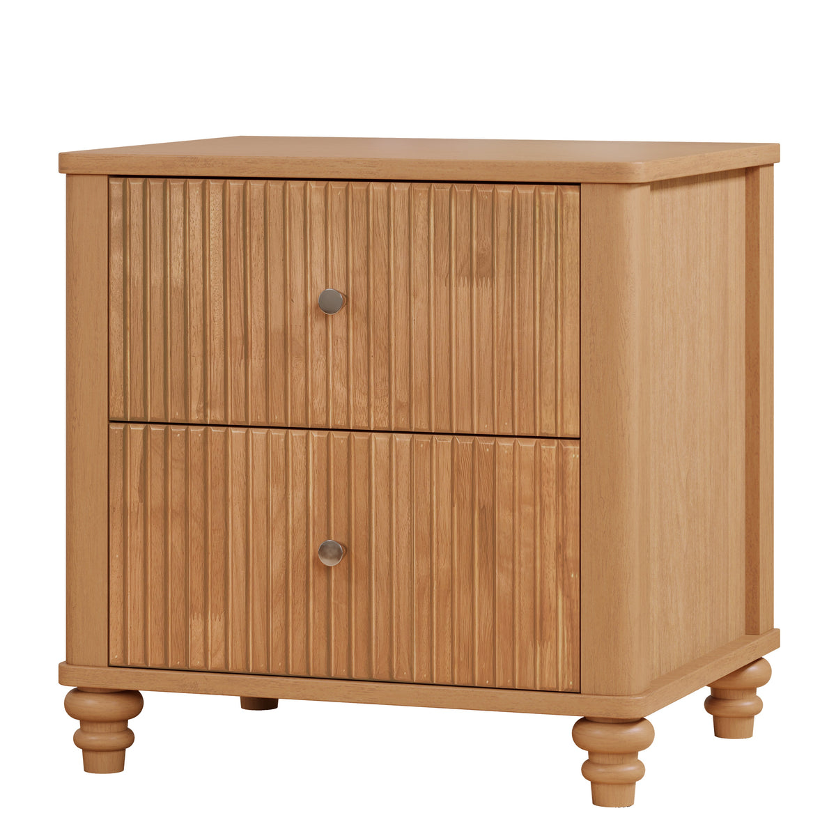 Fluted Nightstand with 3 Drawers
