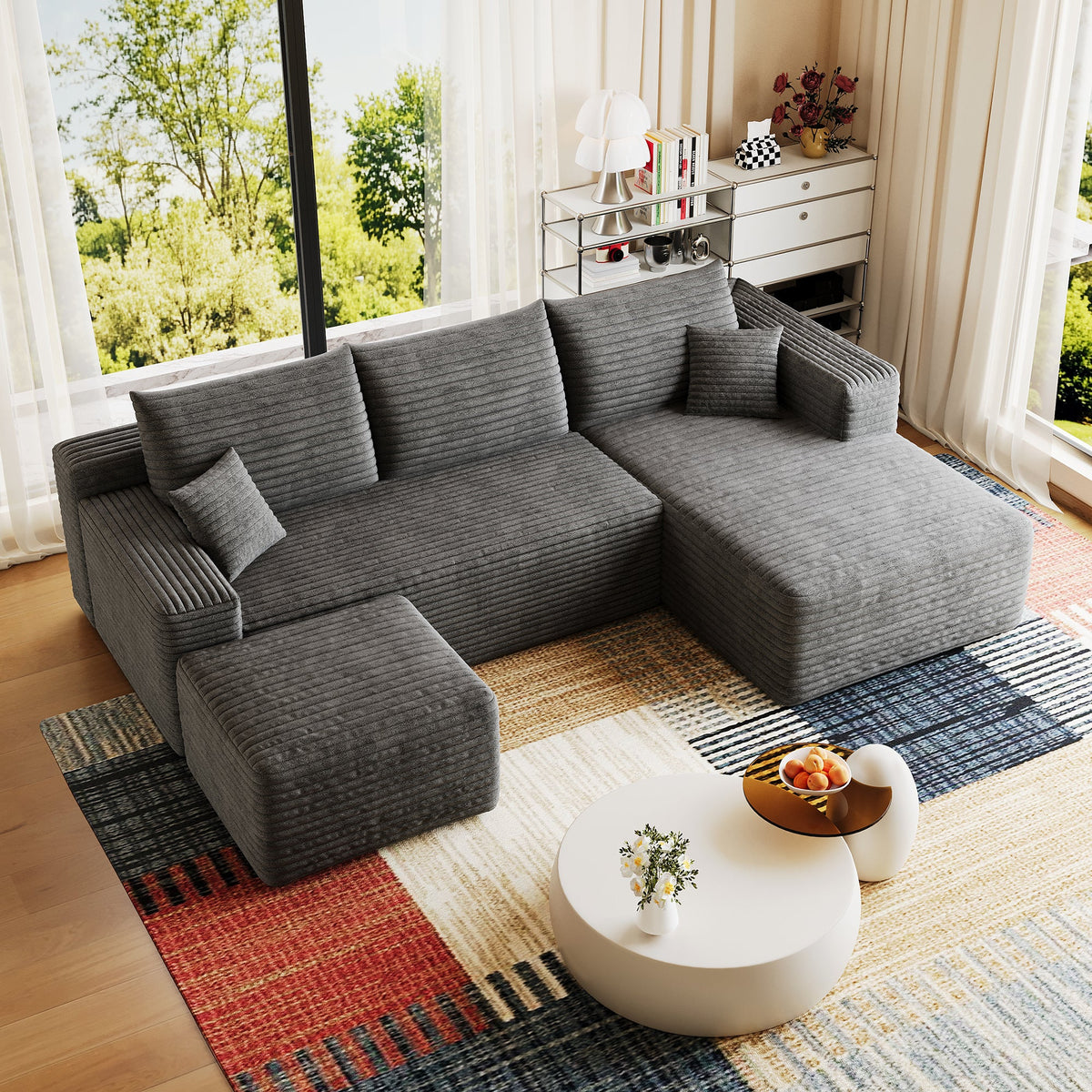 95" Cloud Sectional Sofa with 1 Ottoman