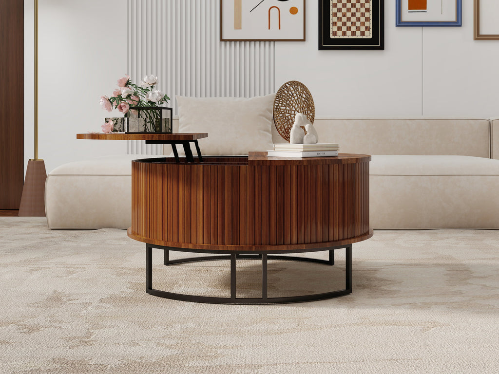 31.5" Round Coffee Table with Storage