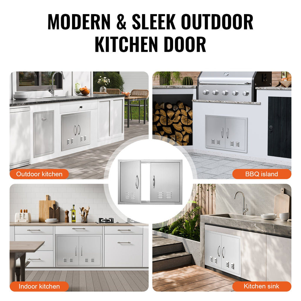 BBQ Access Door, 30W x 21H Inch Double Outdoor Kitchen Door