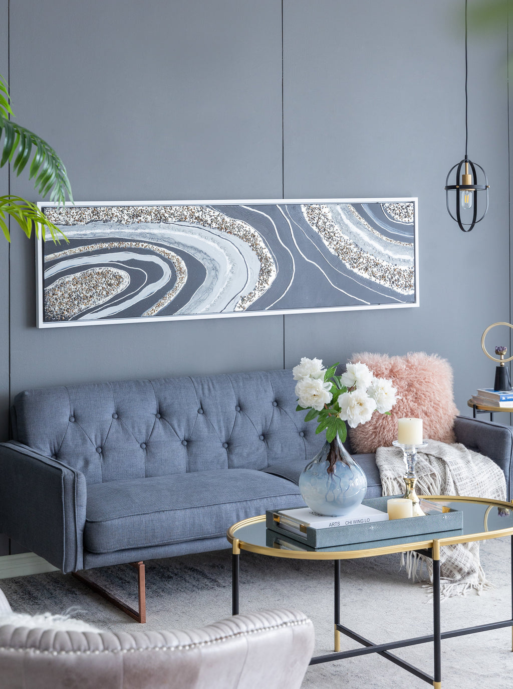 Elongated Landscape Rectangle Framed Oil Painting
