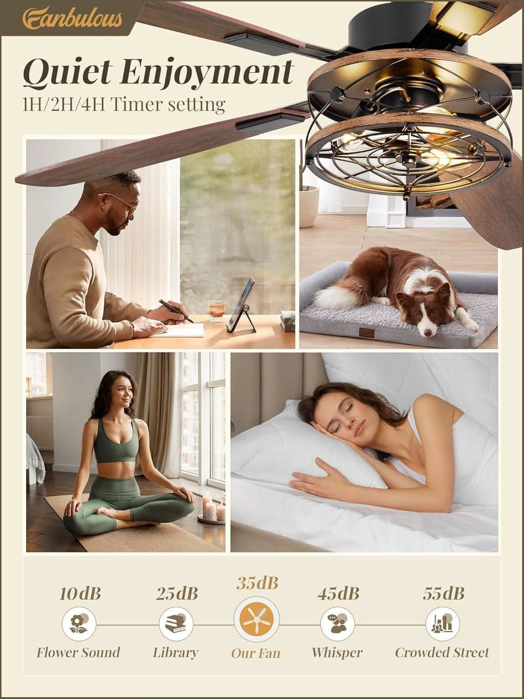 52 Inch Black Farmhouse Ceiling Fan With Light And Remote