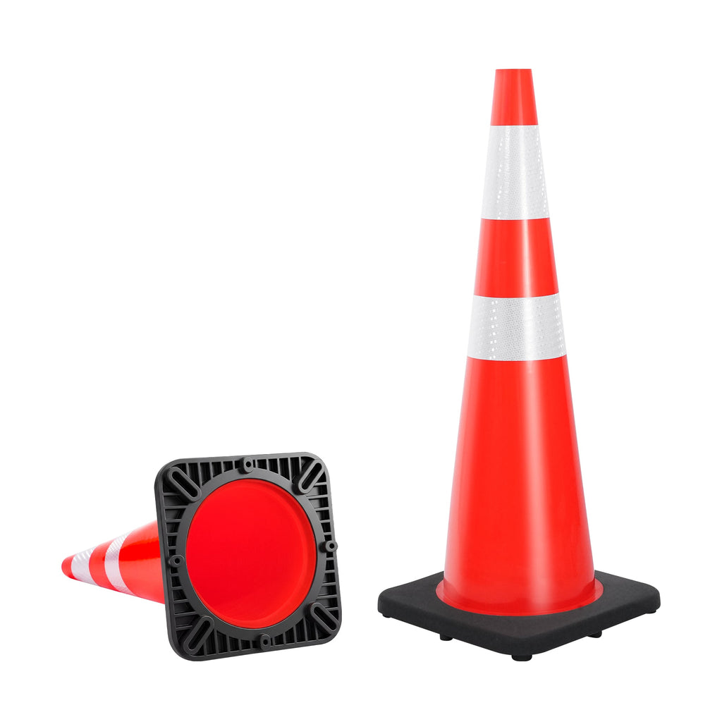 36" Heavy-Duty Traffic Cones with Reflective Collars - 4 Pack