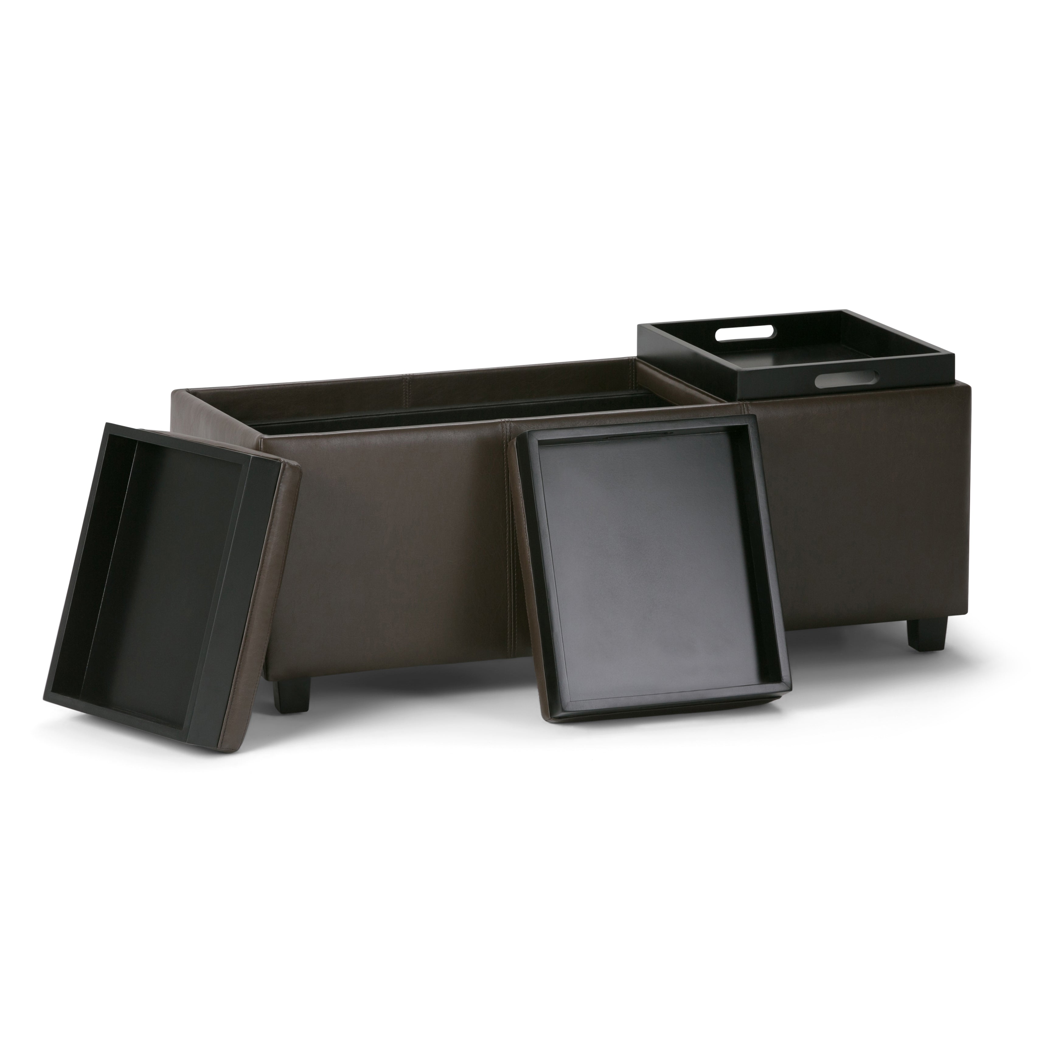 Avalon 42 Inch Wide Storage Ottoman in Chocolate