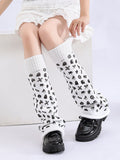 Women Girls Neon Halloween Print Knit Flared Leg Warmers Slouch Socks For Party Clubwear