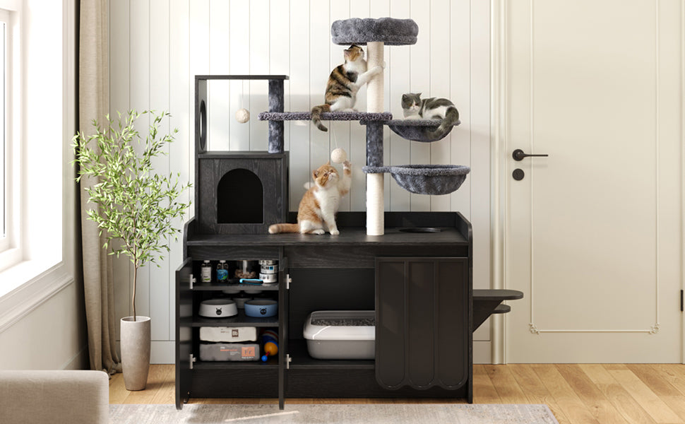 50.6" Cat Tree with Litter Box Enclosure