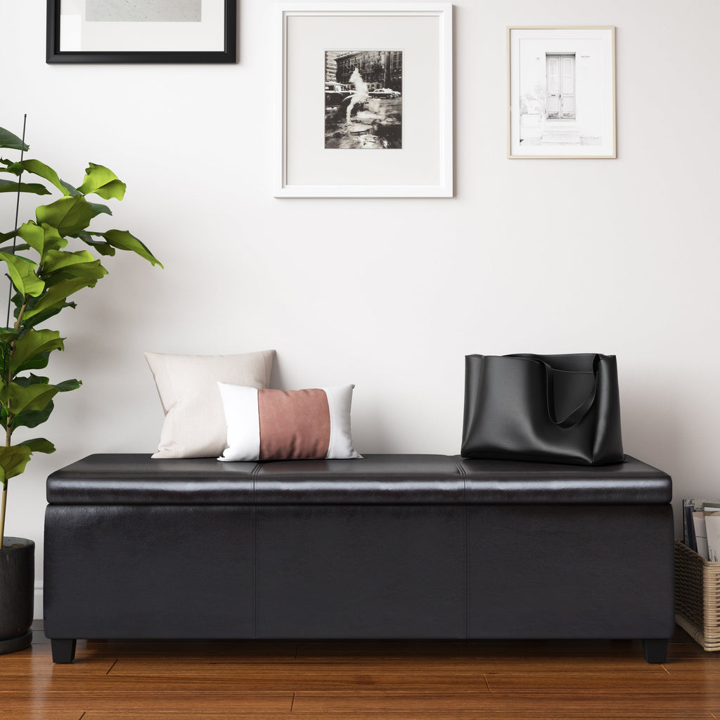 Avalon 54 Inch Wide Extra Large Storage Ottoman Bench in Tanners