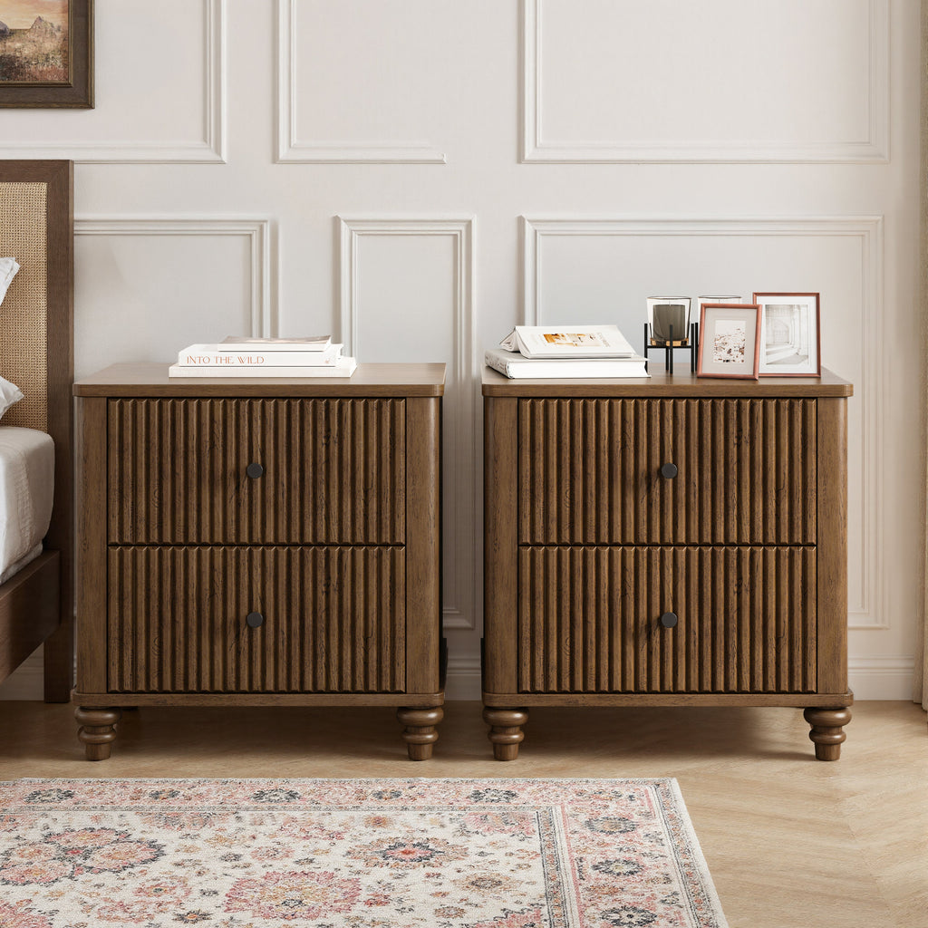 Fluted Nightstand 2-Piece Set