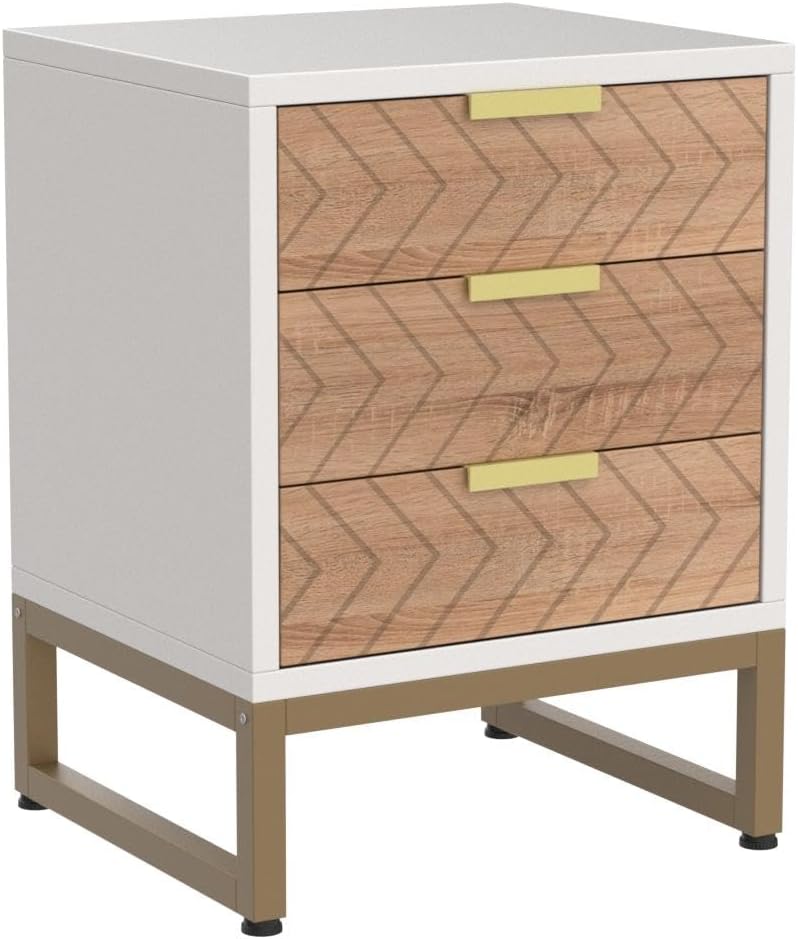 Set of 2 Modern Nightstands with 3 Drawers