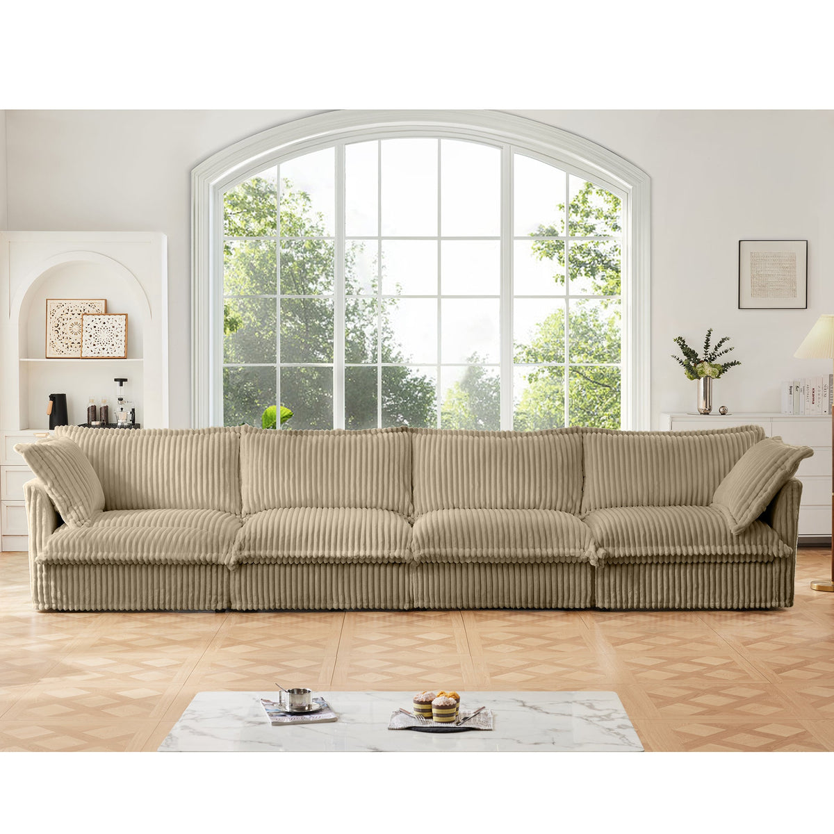 Slipcovered Long Sofa - 4 Seater