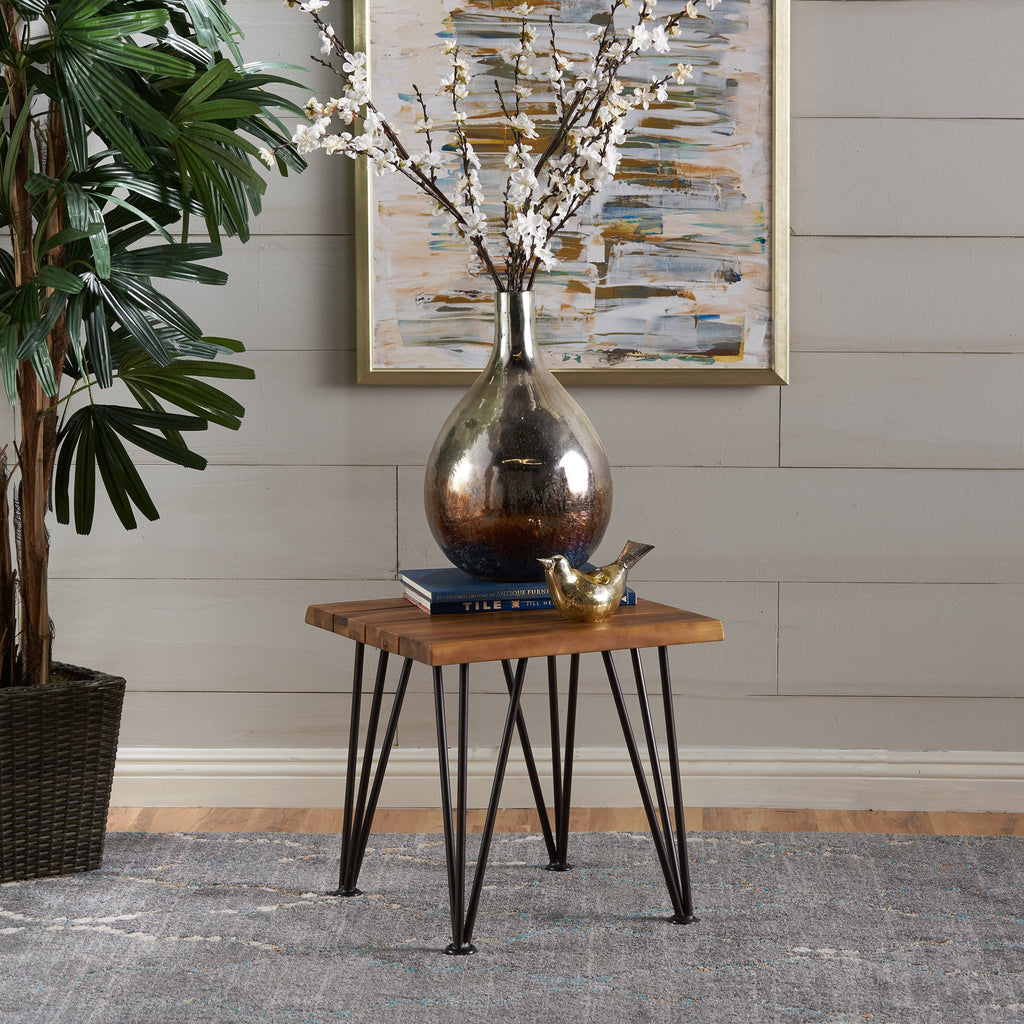 Zion Industrial Wood And Metal Accent Table
