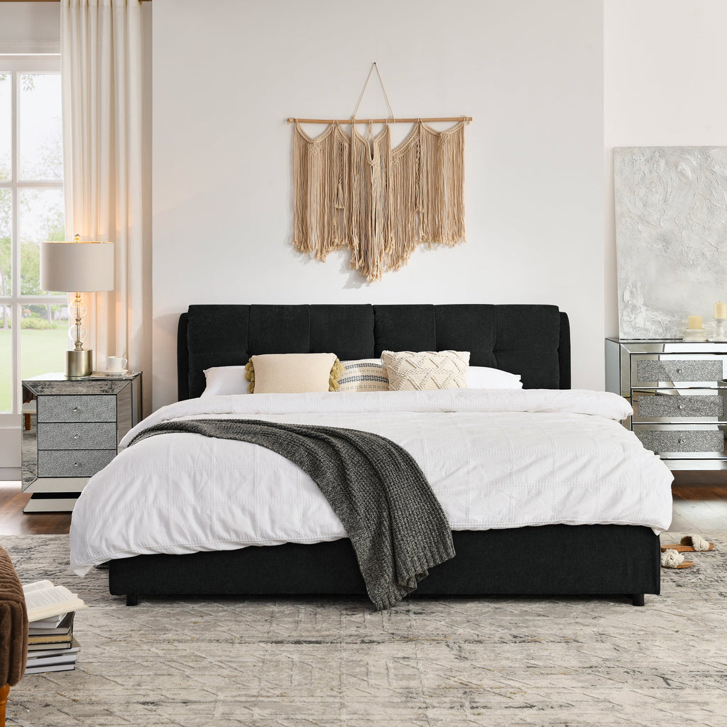 King Size Storage Upholstered Hydraulic Platform Bed