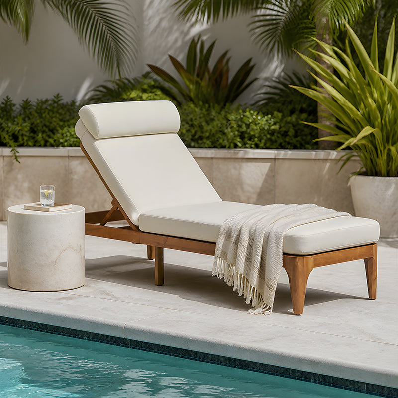 TOPMAX Acacia Wood Chaise Lounge - Outdoor Sun Lounge Chair