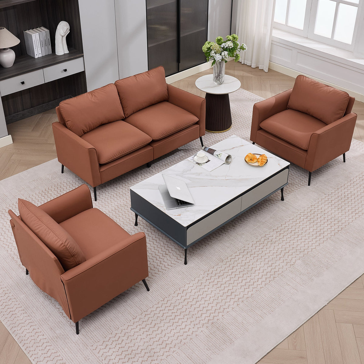 TS Cat Paw Leather Upholstered Loveseat