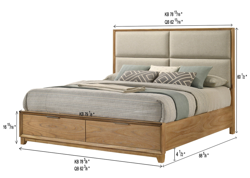 1pc Queen Storage Platform Bed with Upholstered Ultra-plush Headboard