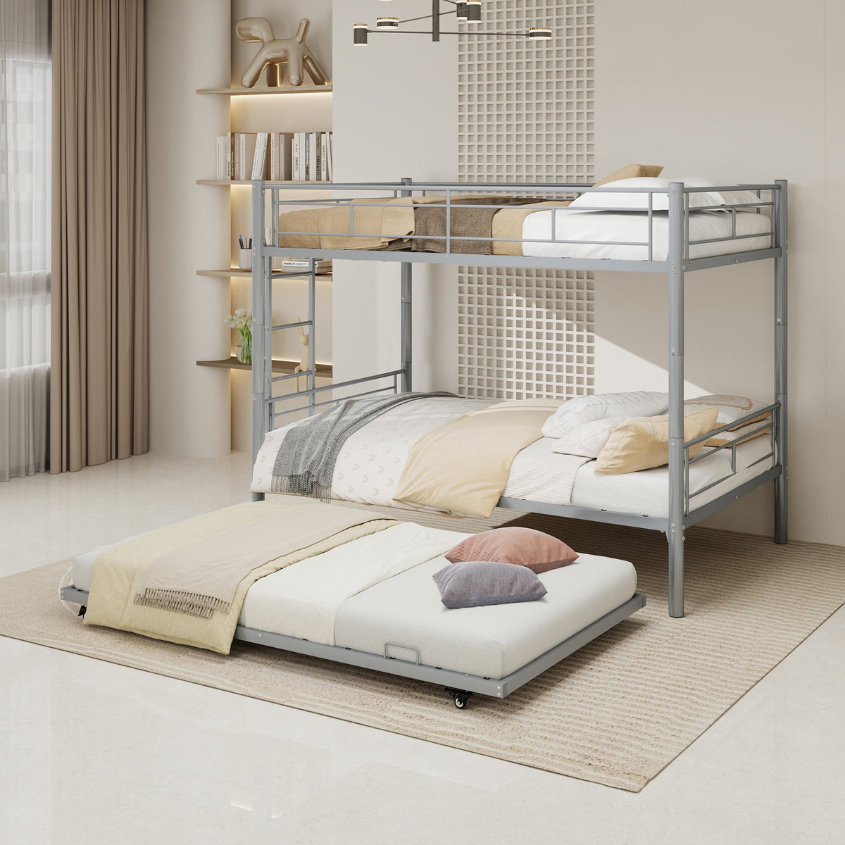 Silver Twin Metal Triple Bunk Bed Frame