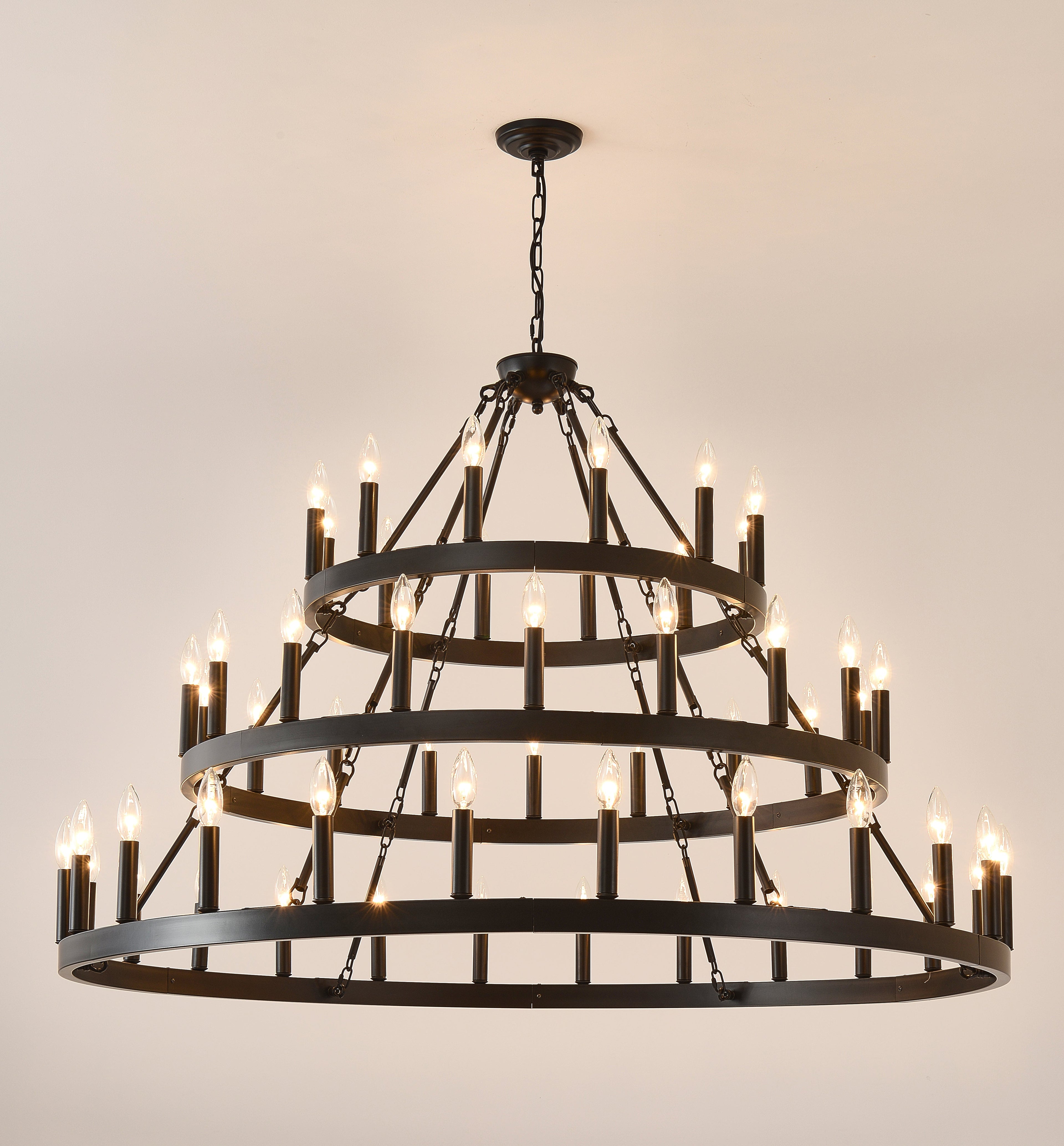 39.37 Inch 3 Tiers Wagon Wheel Chandelier