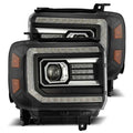 AlphaRex 14-18 GMC Sierra PRO-Series Proj Headlights Plank Style Black w/Activ Light/Seq Signal/DRL 880613 *Discontinued