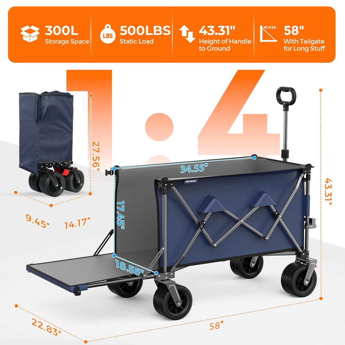 300L Beach Wagon with Expandable Tailgate