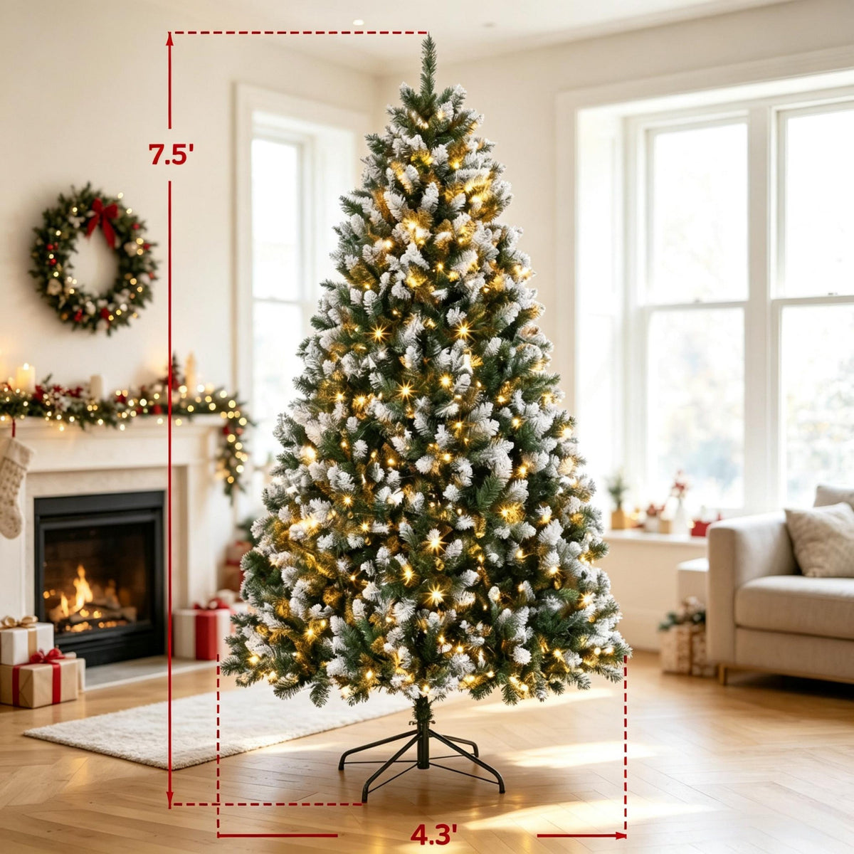 7.5 Ft Pre-Lit Artificial Christmas Tree